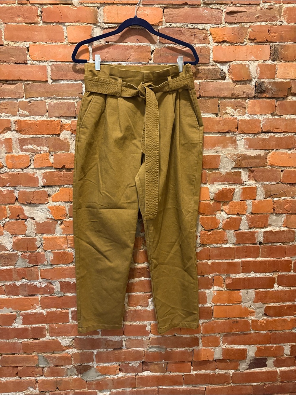 High-Waist Paperbag Pants with Tie Belt